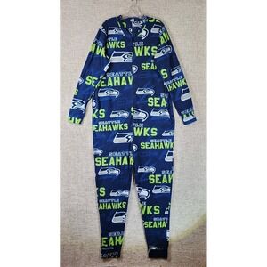 Seattle Seahawks One Piece Fleece Pajamas Mens *M-L Allover Print NFL Graphic